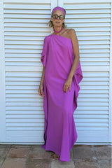 Flowing Asymmetric One Shoulder Maxi Dress