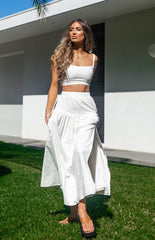 White Pleated Maxi Skirt