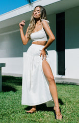 White Pleated Maxi Skirt