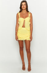 Yellow Chiffon Mini Skirt