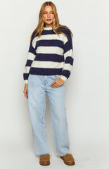 Navy Stripe Knit Jumper