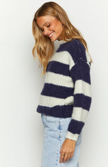 Navy Stripe Knit Jumper