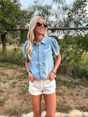 Light Blue Denim Button Down Shirt