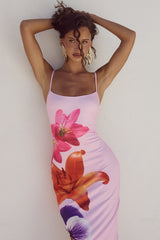 Pink Rose Slim Fit Midi Dress