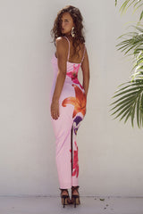 Pink Rose Slim Fit Midi Dress