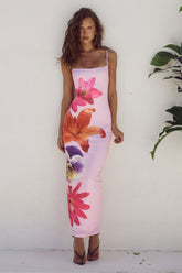Pink Rose Slim Fit Midi Dress
