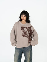 Khaki Animal Print Knit Sweater