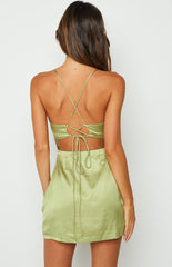 Green Satin Mini Dress