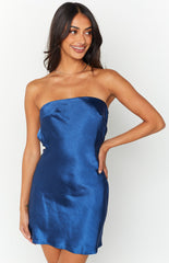 Royal Blue Satin Mini Dress