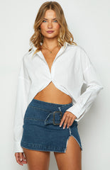 Blue Buckle Denim Mini Skirt