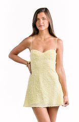 Yellow Sequin Party Mini Dress