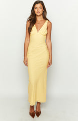 Light Yellow Bodycon Midi Dress