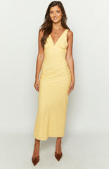 Light Yellow Bodycon Midi Dress