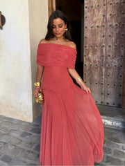 Versatile Off Shoulder Mesh Maxi Dress
