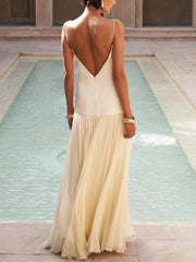 Beige Scarf Backless Maxi Dress