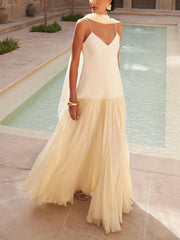 Beige Scarf Backless Maxi Dress