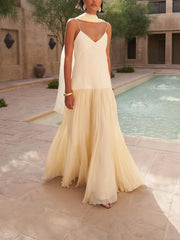 Beige Scarf Backless Maxi Dress