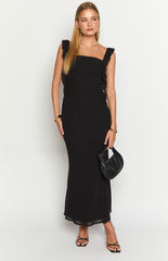 Black Satin Maxi Dress