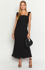 Black Satin Maxi Dress
