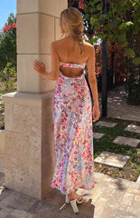 Purple Floral Print Maxi Skirt