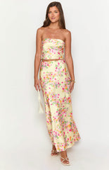 Yellow Floral Bloom Bandeau Top