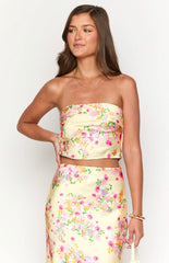 Yellow Floral Bloom Bandeau Top