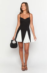 Black White Contrast Mini Dress