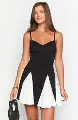 Black White Contrast Mini Dress
