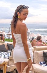 White Slim Fit Strapless Mini Dress