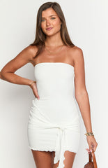 White Slim Fit Strapless Mini Dress