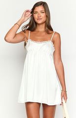 White Lace Slip Mini Dress