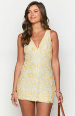Light Yellow Lace Mini Dress