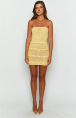 Light Yellow Strapless Knit Mini Dress
