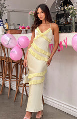 Light Yellow Ruffle Maxi Dress