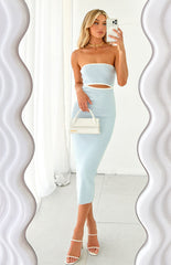 Light Blue Knit Midi Dress