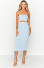 Light Blue Knit Midi Dress