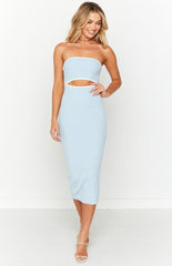 Light Blue Knit Midi Dress