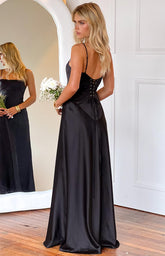 Black Lace-Up Back Maxi Dress