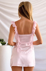 Baby Pink Satin Mini Dress