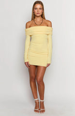 Yellow Long Sleeve Mini Dress