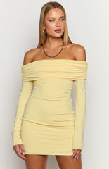 Yellow Long Sleeve Mini Dress