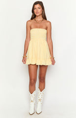 Yellow Bandeau Mini Dress