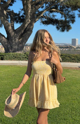 Yellow Bandeau Mini Dress