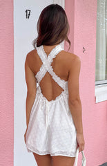 White Crossover Back Mini Dress