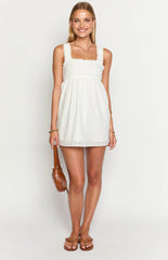 White Crossover Back Mini Dress