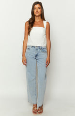 Sweet White Tie Back Top