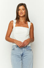 Sweet White Tie Back Top