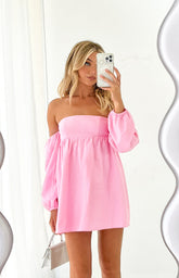 Light Pink Off Shoulder Mini Dress