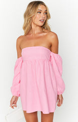 Light Pink Off Shoulder Mini Dress