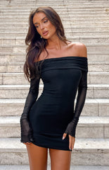 Chic Black Long Sleeve Mini Dress
